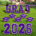 Zoroot 13 Pcs Graduation Yard Signs, Purple Class of 2026 Lawn Decorations, Outdoor 16 Inches Large Waterproof 2026 Congrats Grad Signs with Stakes for High School College Garden Graduation Party