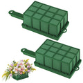 Zoroot 2 Pieces Floral Foam Cage with Floral Foam, Flower Cage Holder,Dry and Wet Rectangle Flower Arrangement Green Floral Blocks with Handle for Fresh Flowers Wedding Holiday Home Decorations